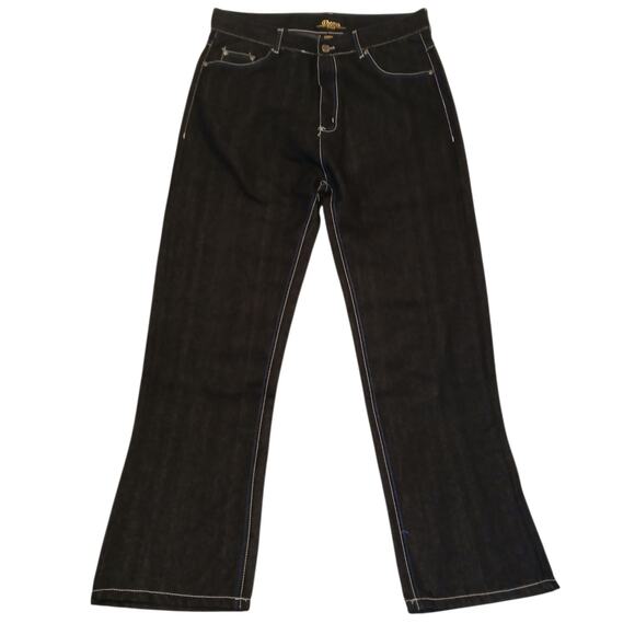 Y2K Chams Jeans Men 36 Dark Blue Wash Bootcut Denim Contrast Stitching/Pockets - Picture 1 of 13